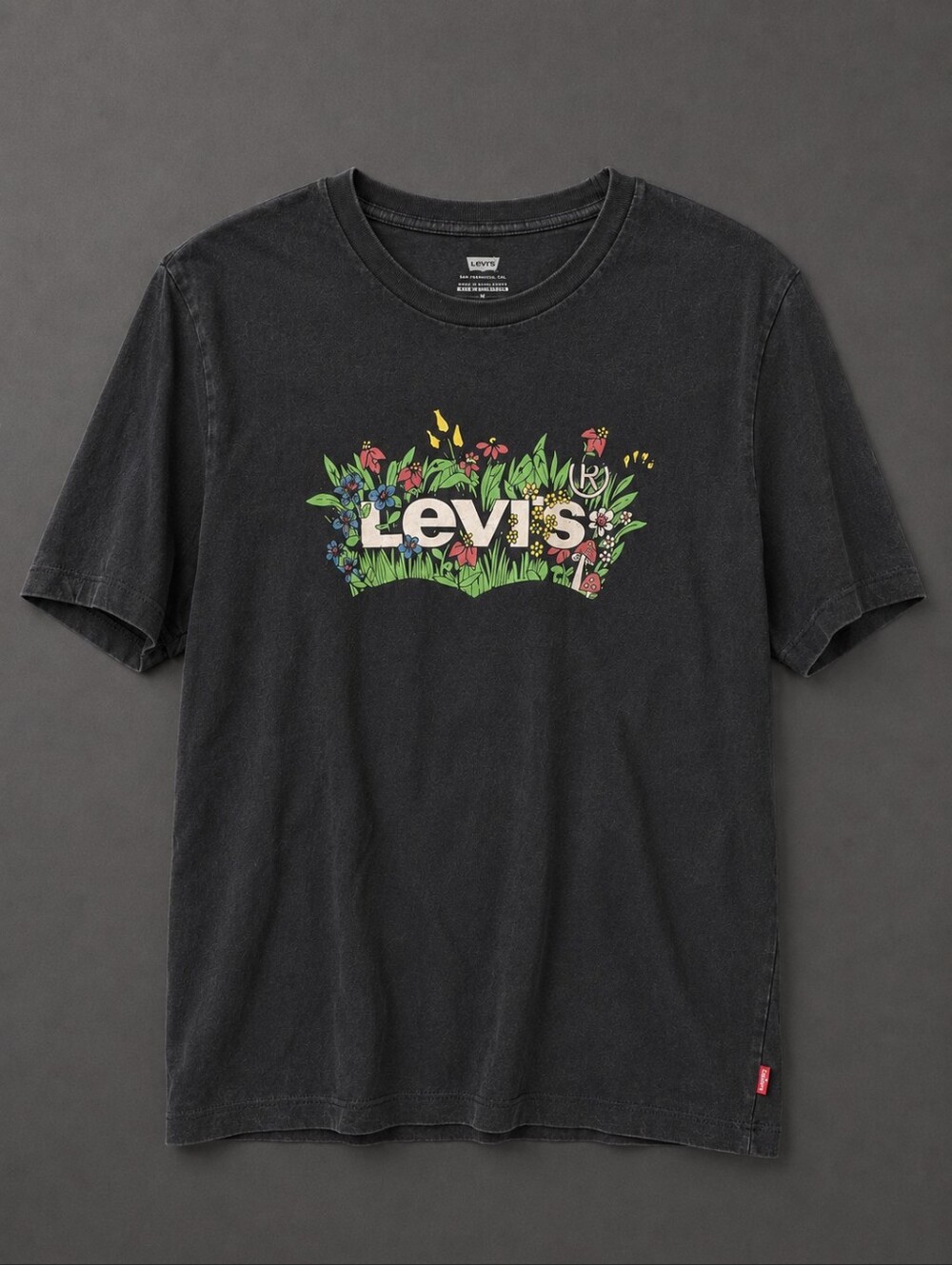 Levi's  Medium Black Tee with Colorful Floral Logo